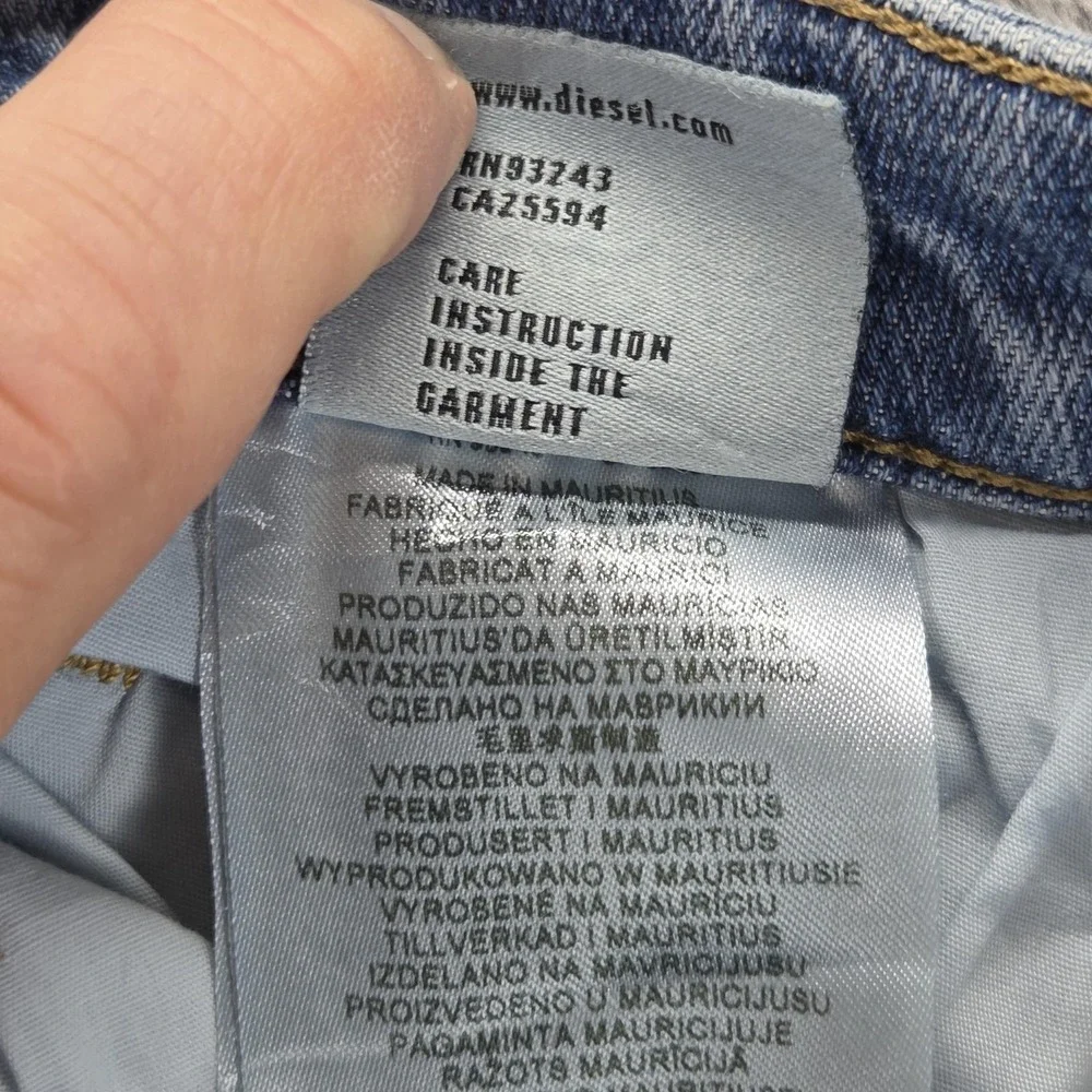 Diesel Jeans Mens 33x32 Blue D-Luster Slim Button Fly Stretch Light Wash OIHAR